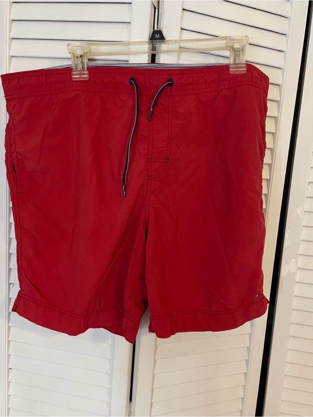 Tommy Hilfiger Men's Red Swim Shorts with Drawstring